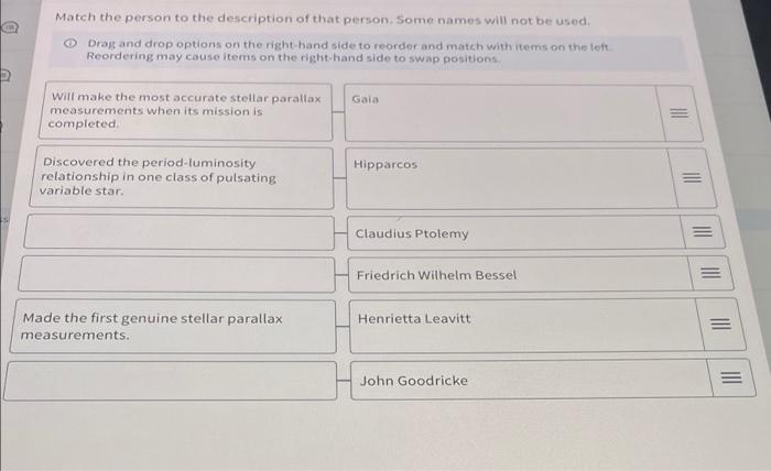 Solved Match the person to the description of that person. | Chegg.com