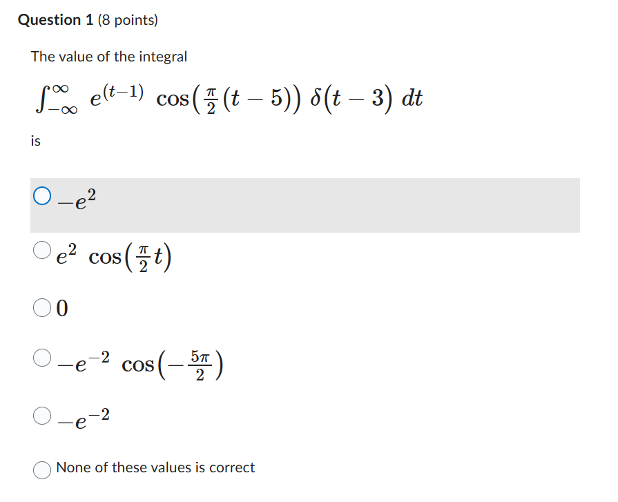 Solved Question 1 (8 ﻿points)The value of ﻿the | Chegg.com