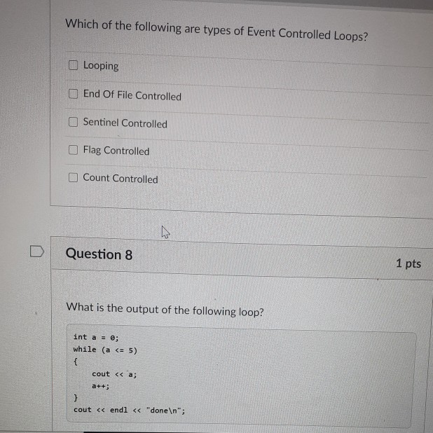 Solved Which of the following are types of Event Controlled | Chegg.com