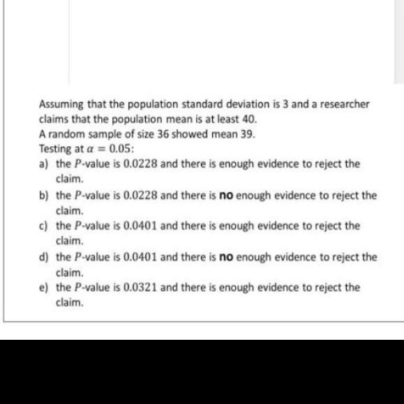 Solved Assuming that the population standard deviation is 3 | Chegg.com