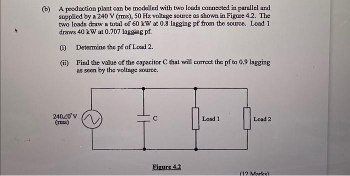 Solved A production plant can be modelled with two loads | Chegg.com