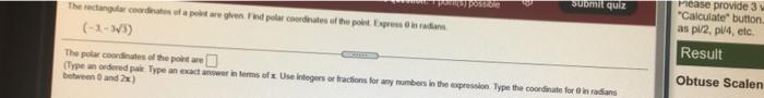 Solved Sumit quiz The rectangular de la pobreen. Ind polar ...