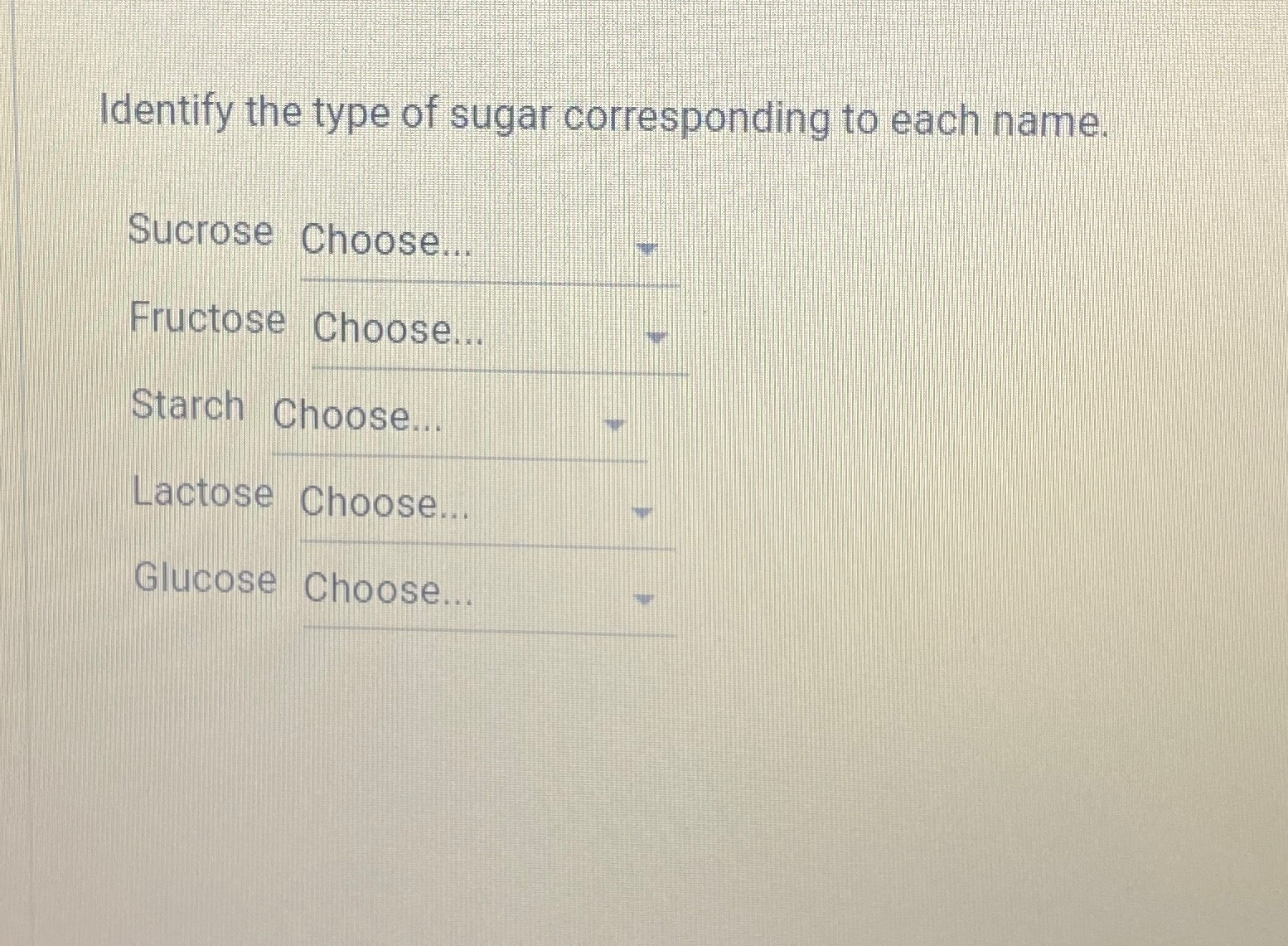 Solved Identify the type of sugar corresponding to each | Chegg.com