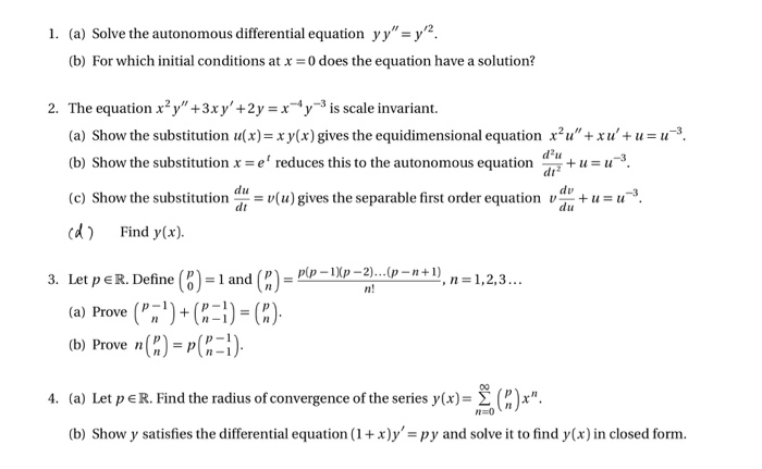 Solved 1 A Solve The Autonomous Differential Equation Chegg Com