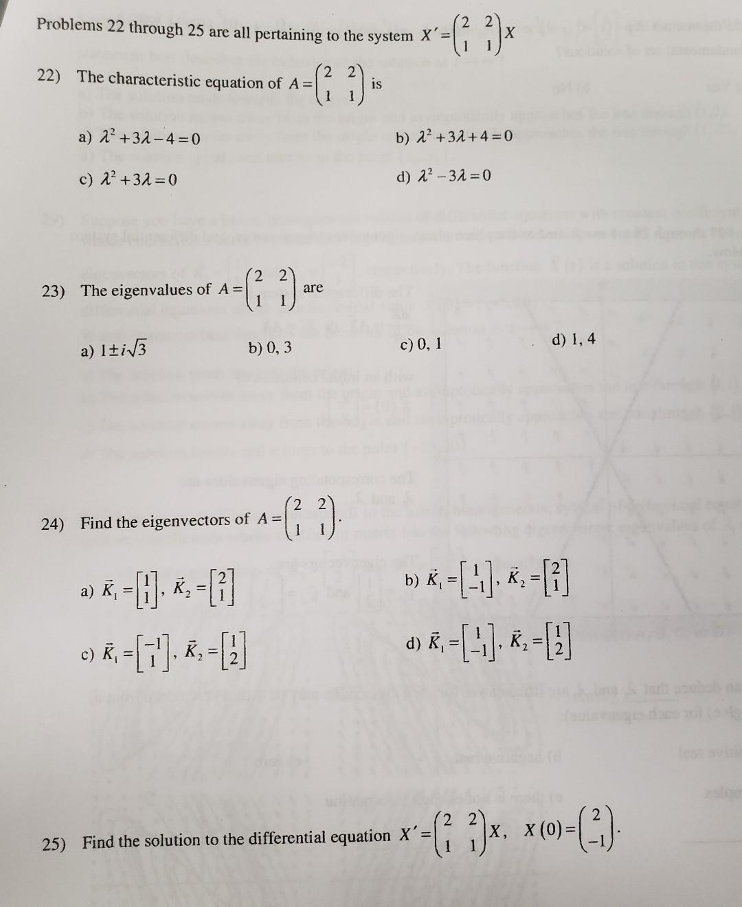 Solved Problems 22 through 25 are all pertaining to the | Chegg.com