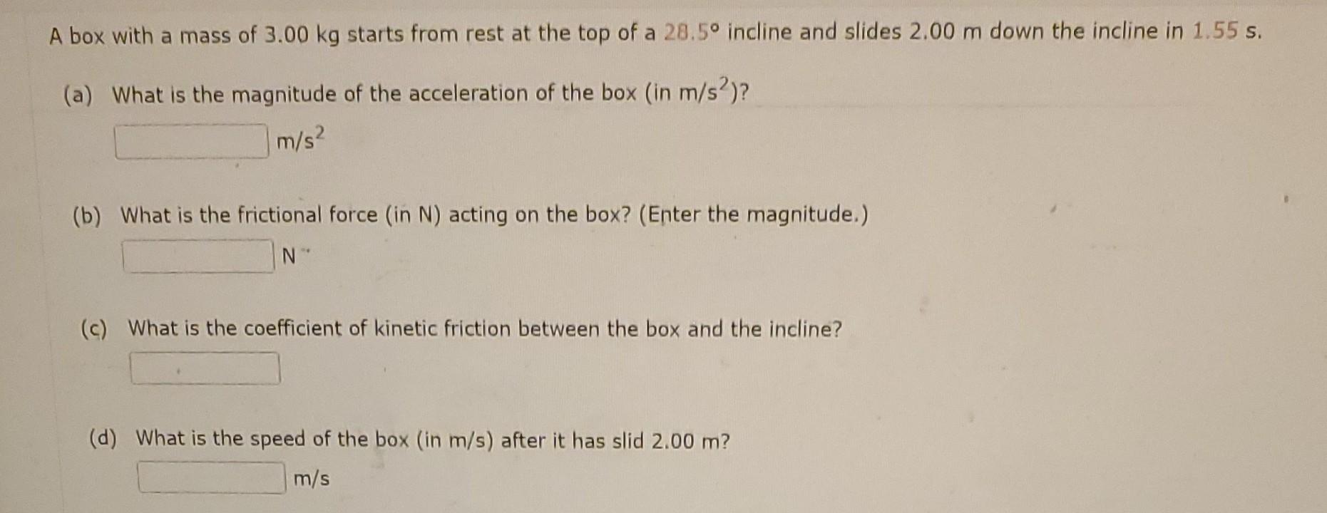 Solved A box with a mass of 3.00 kg starts from rest at the | Chegg.com