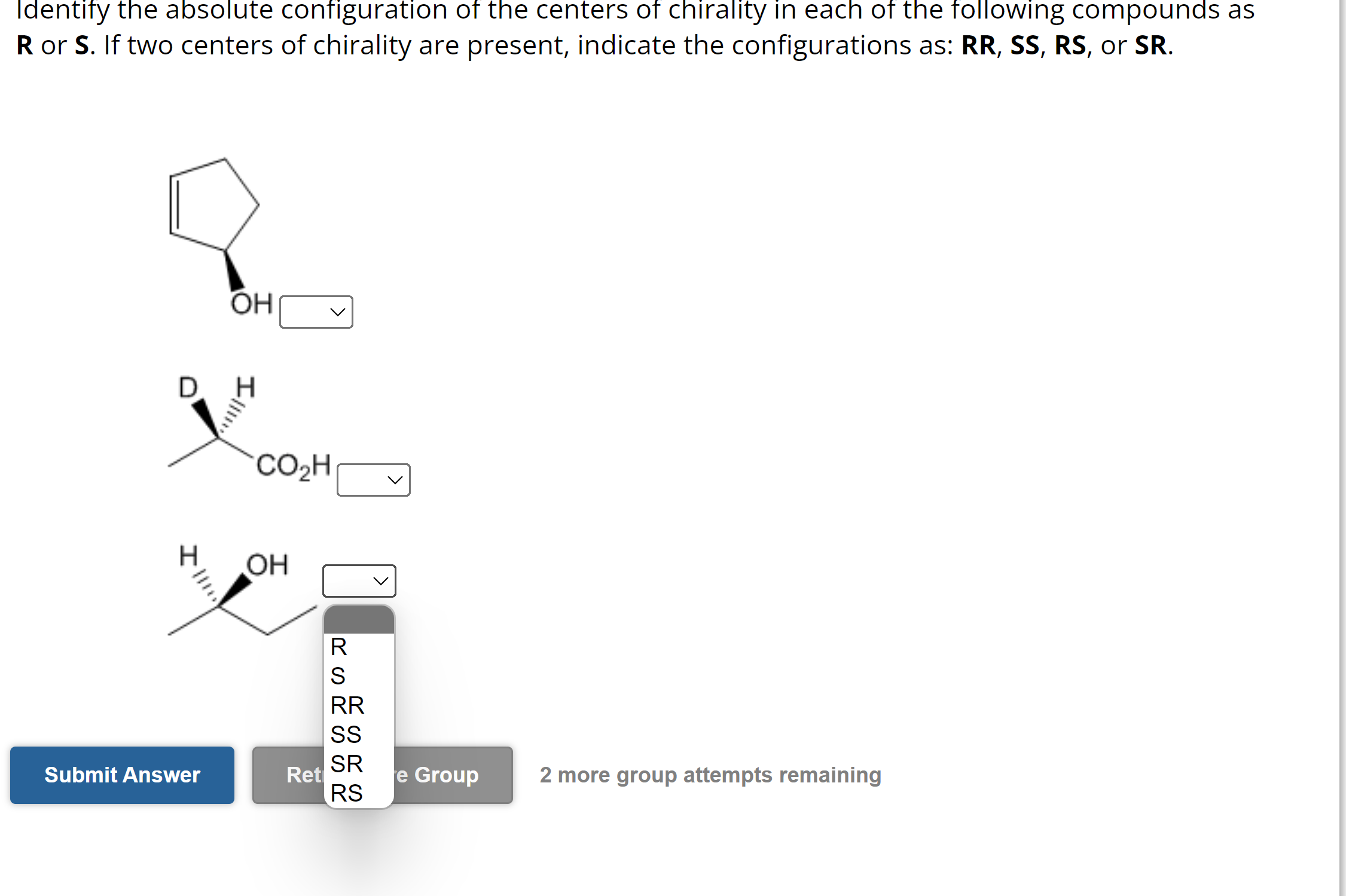 Absolute Configuration Problems Identify the absolute configuration of the centers of | Chegg.com
