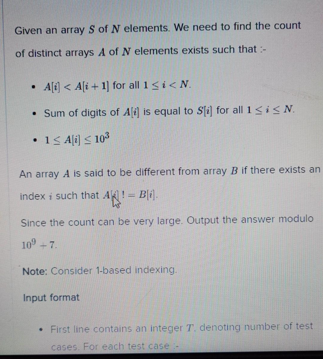 Given an array S of N elements. We need to find the | Chegg.com