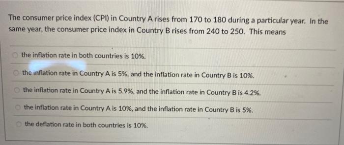 Solved The Consumer Price Index (CPI) In Country A Rises | Chegg.com