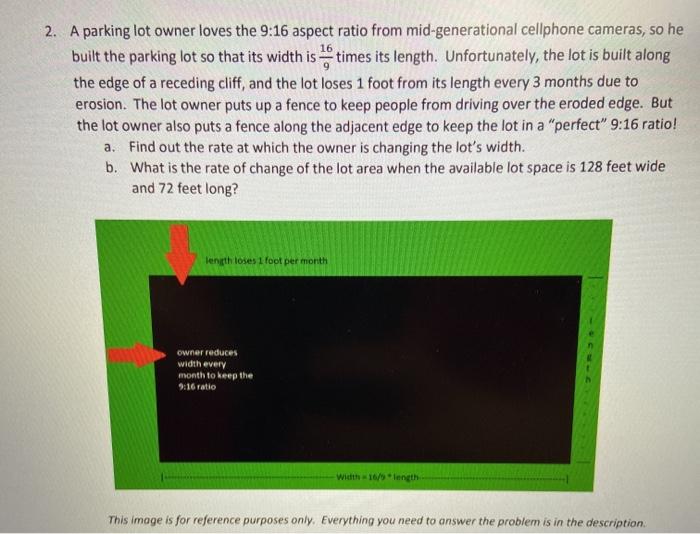 Solved 16 2. A parking lot owner loves the 9:16 aspect ratio | Chegg.com