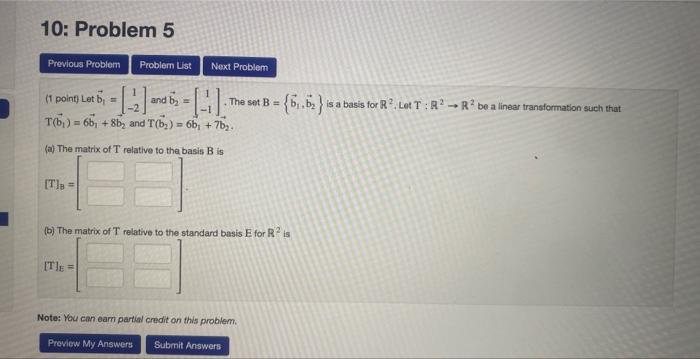 Solved (1 Point ) Let B1=[1−2] And B2=[1−1]. The Set | Chegg.com