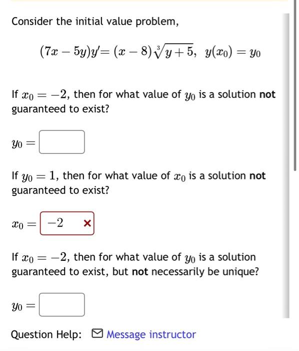Solved Consider the initial value problem, | Chegg.com