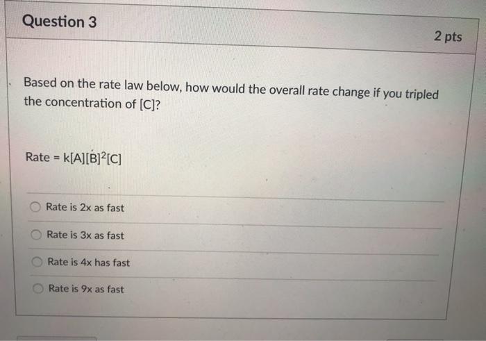 Solved Question 1 2 pts Which factors affect the rate of a | Chegg.com