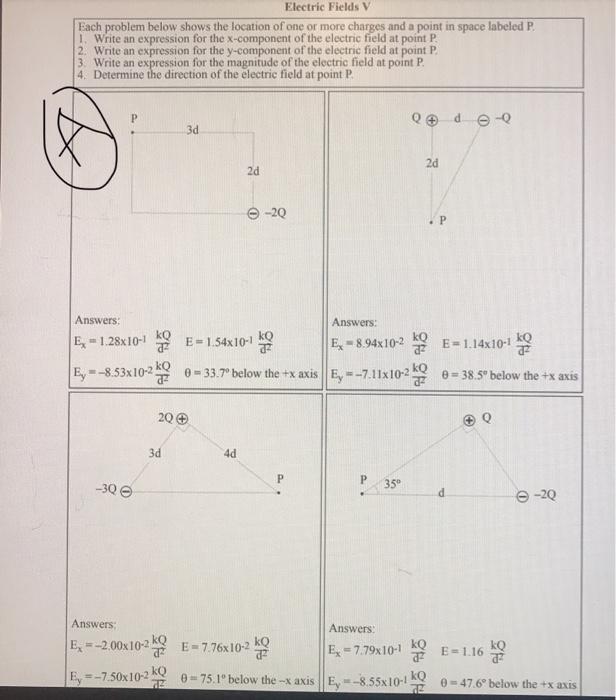 Solved Electric Fields V Each problem below shows the | Chegg.com