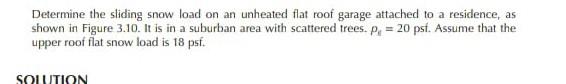 Solved Determine the sliding snow load on an unheated flat | Chegg.com
