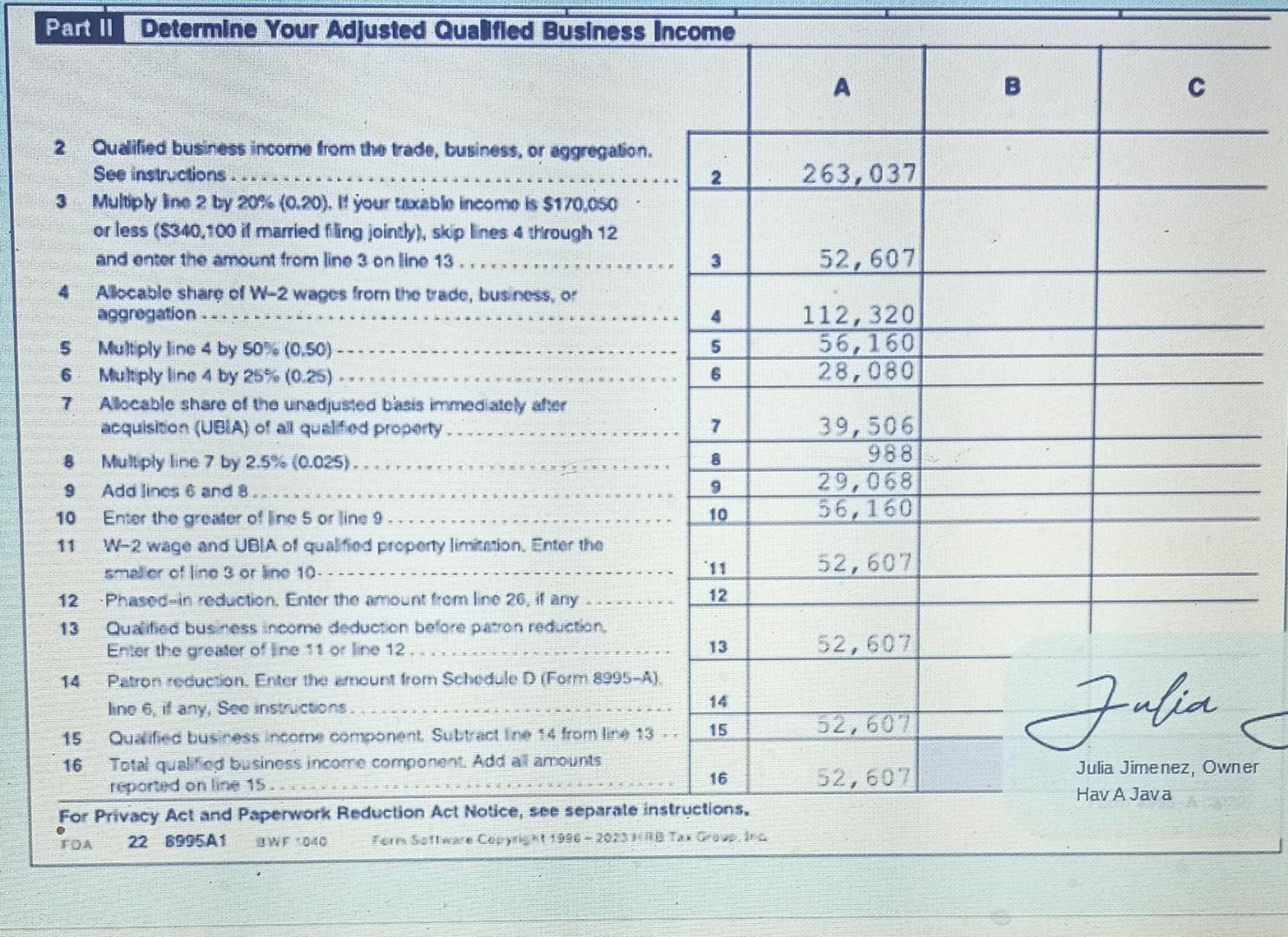 Complete Part Iv Of Form 8995 A Below To Calculate