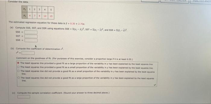 Solved Consider the data 123 4 5 Y₁ 47 4 12 15 The estimated | Chegg.com