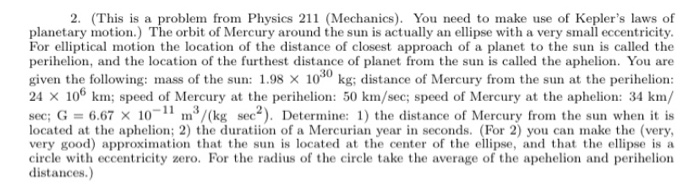 Solved 2. (This is a problem from Physics 211 (Mechanics). | Chegg.com