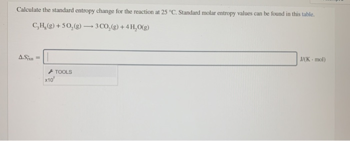 Solved Calculate The Standard Entropy Change For The Reac Chegg Com