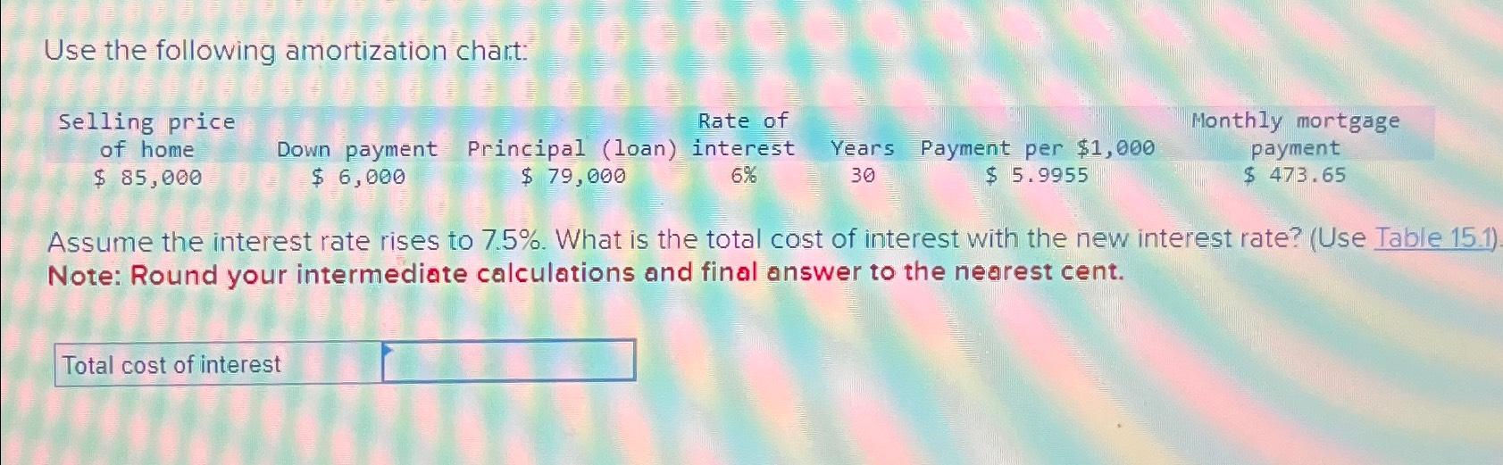 Solved Use the following amortization chart:\table[[Selling | Chegg.com