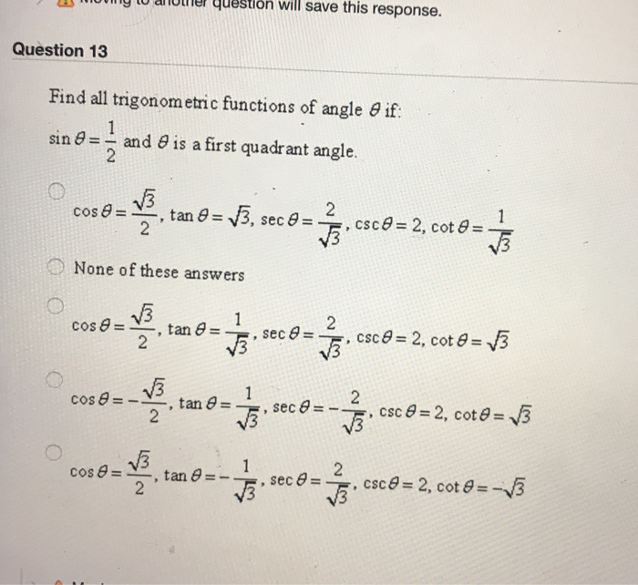 First Quadr Solved question will save this response. Question 13 Find | Chegg.com