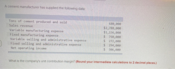 A Cement Manufacturer Has Supplied The Following Data Solved A cement manufacturer has supplied the following | Chegg.com