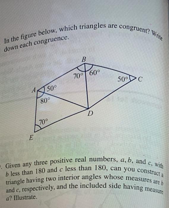 Solved In The Figure Below, Which Triangles Are Congruent? | Chegg.com