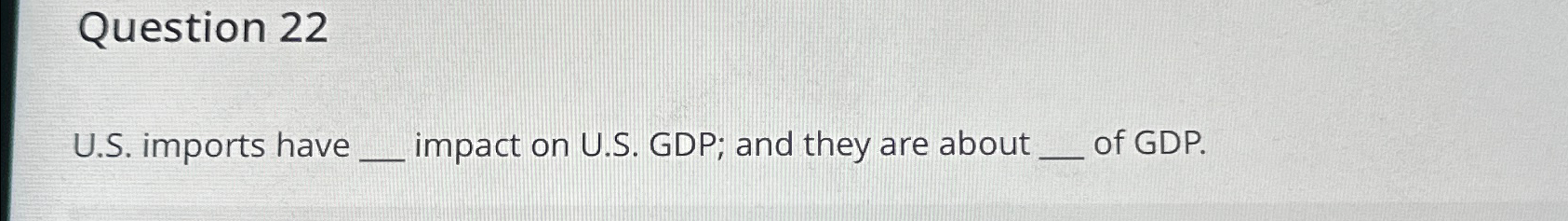 Solved Question 22U.S. ﻿imports have impact on U.S. ﻿GDP; | Chegg.com