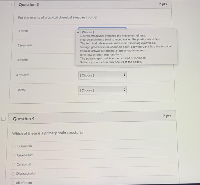 Solved U Question 3 2 pts Put the events of a typical | Chegg.com