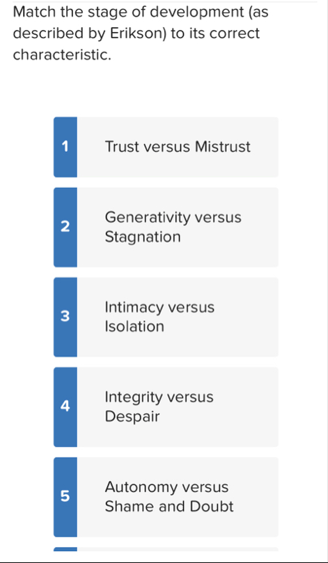 Solved Match the stage of development (as described by | Chegg.com