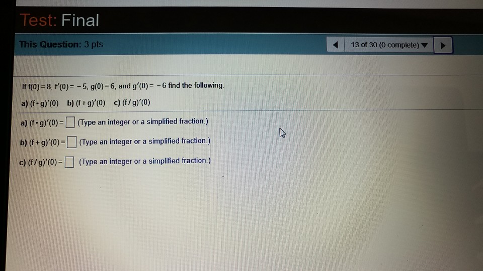 Solved Test Final This Question 3 Pts 13 Of 30 0 Compl Chegg Com