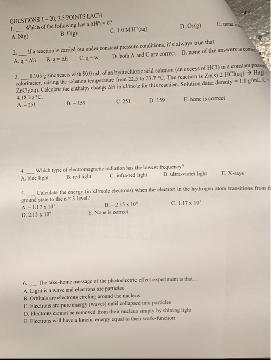 Solved Questions 1 3 5 Points Each 1 Which Of The F Chegg Com