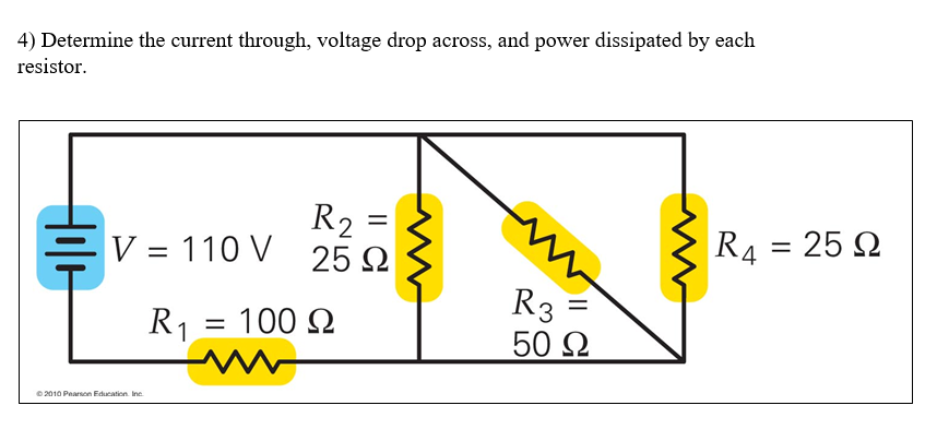 Solved Determine the current through, voltage drop across, | Chegg.com