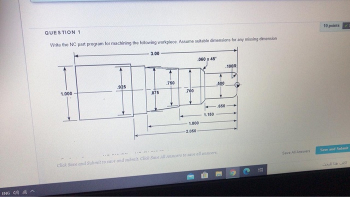 Solved 10 points QUESTION 1 Write the NC part program for | Chegg.com
