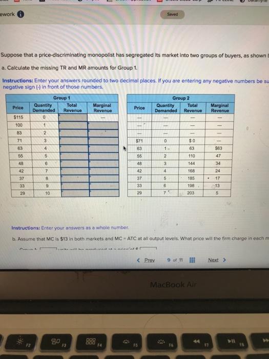 Solved Work Saved Suppose That A Price Discriminating Chegg Com