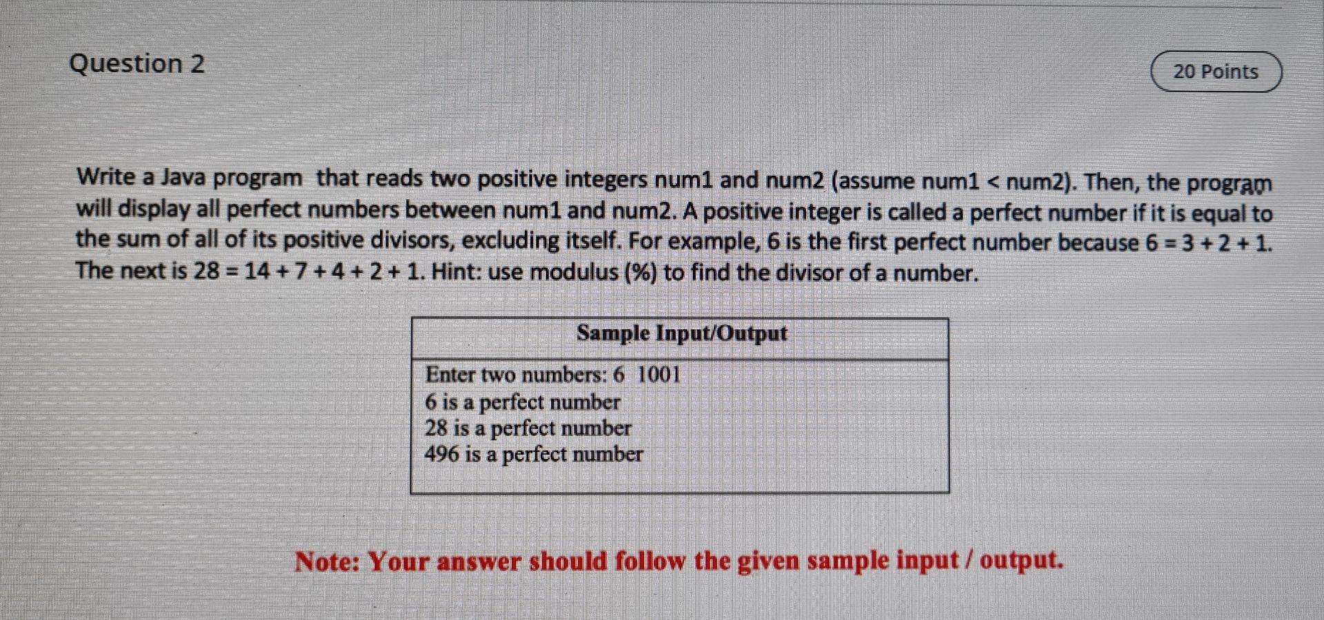 Solved Question 2 20 Points Write a Java program that reads | Chegg.com