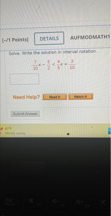 Solved Solve. Write the solution in interval notation. | Chegg.com