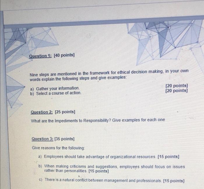 Solved Question 1: [40 points] Nine steps are mentioned in | Chegg.com