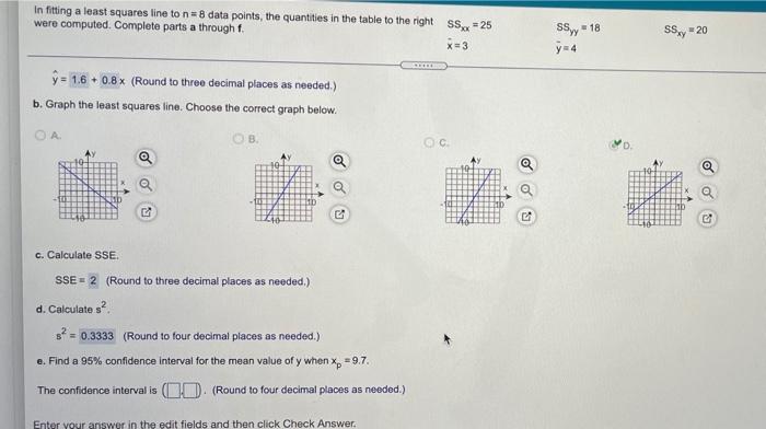 Solved In fitting a least squares line to n 8 data points, | Chegg.com