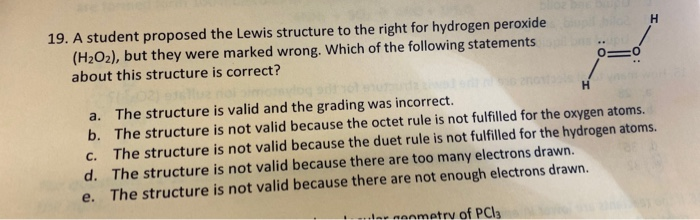 Solved 19 A Student Proposed The Lewis Structure To The Chegg Com