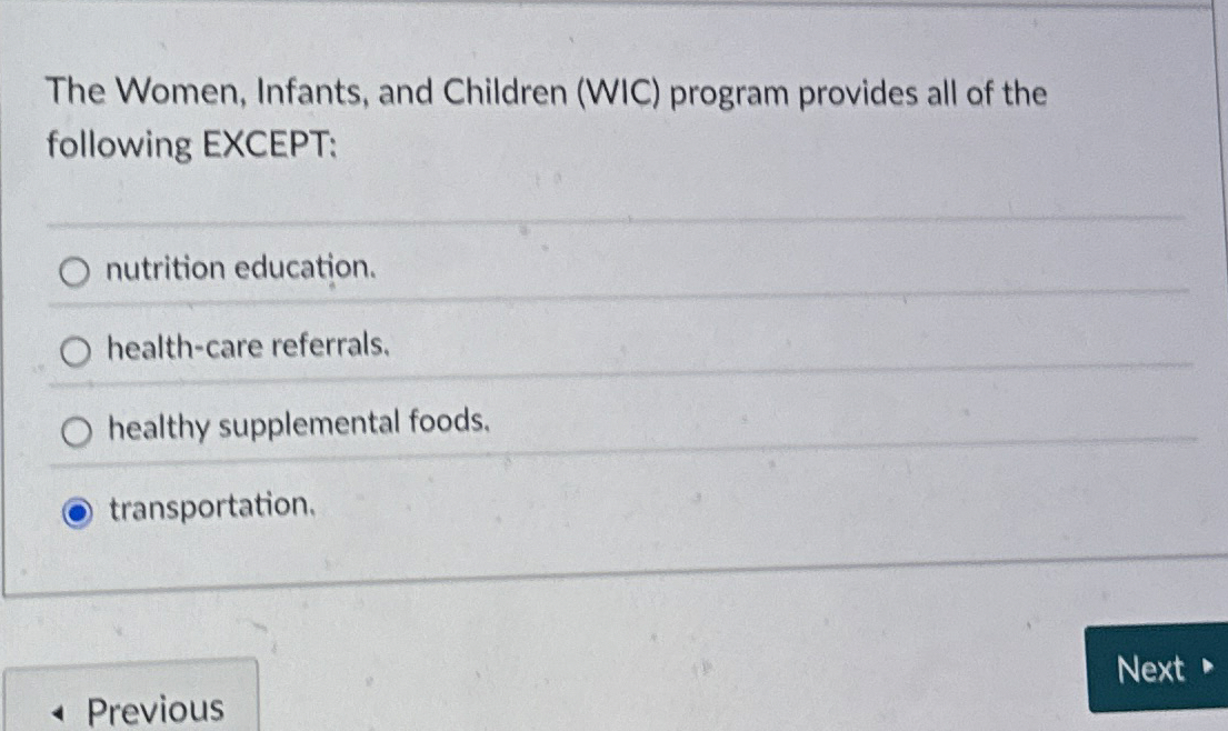 Solved The Women, Infants, and Children (WIC) ﻿program