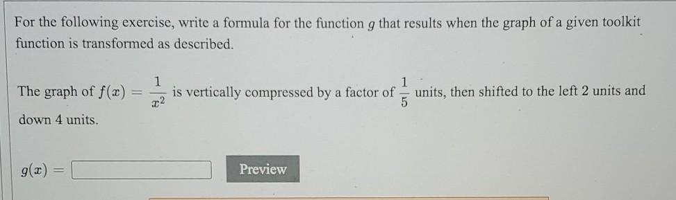 Solved For the following exercise, graph the given function. | Chegg.com