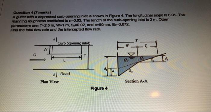 Solved Question 4 7 Marks A Gutter With A Depressed