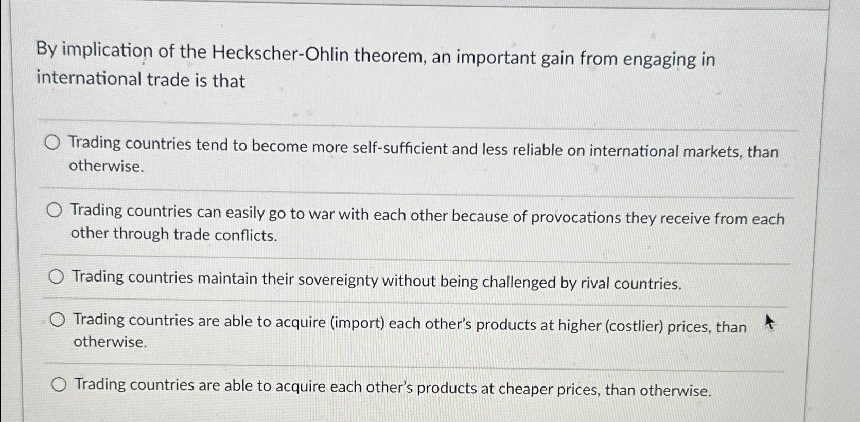 Solved By implication of the Heckscher-Ohlin theorem, an | Chegg.com