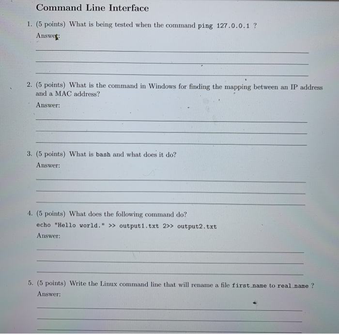 Solved Command Line Interface 1. (5 points) What is being | Chegg.com