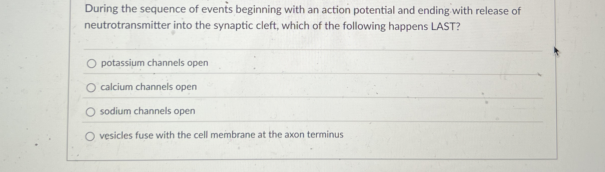 Solved During the sequence of events beginning with an | Chegg.com