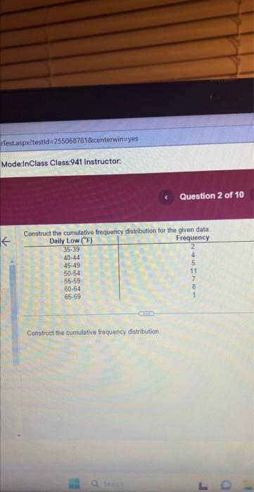 Solved Construct The Cumulative Frequency Distribution | Chegg.com