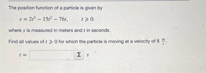 Solved The position function of a particle is given by | Chegg.com