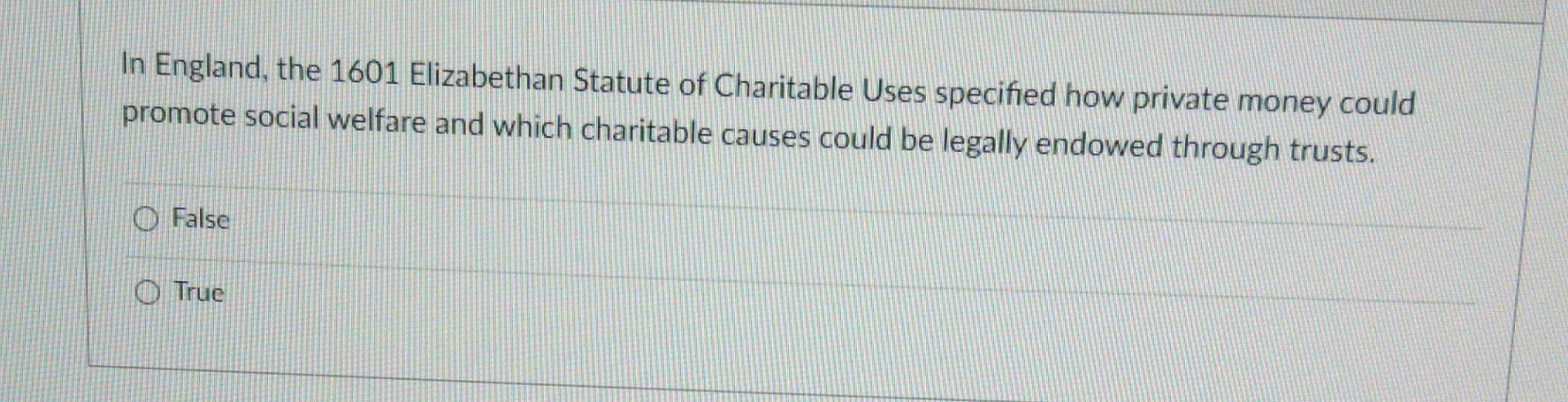 statute of charitable uses 1601