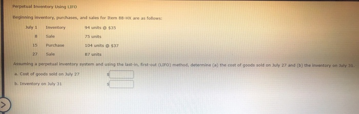 Solved Perpetual Inventory Using FIFO Beginning inventory, | Chegg.com